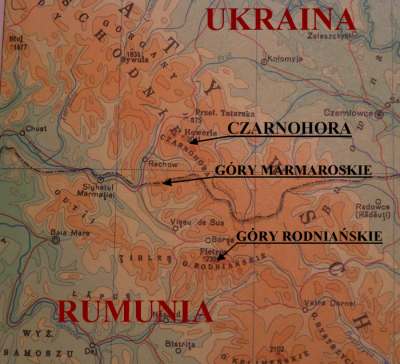 mapa Czarnohory
